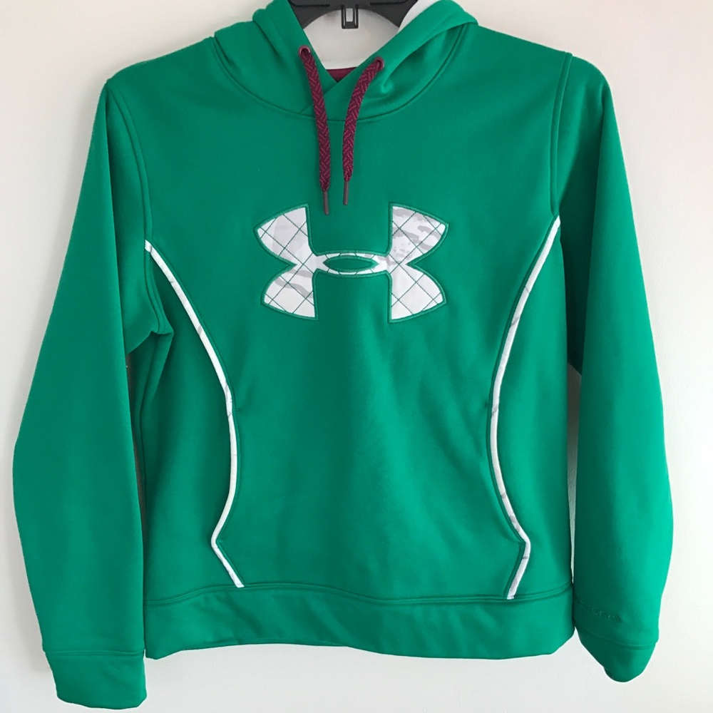 Green and maroon under armour fleece sweatshirt